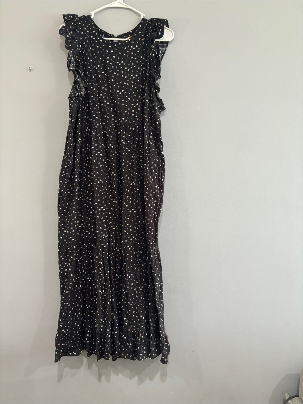 Universal Thread Black Maxi Dress with White Heart Print